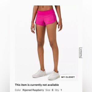Lululemon Speed Up 2.5” Short in Ripened Rasberry